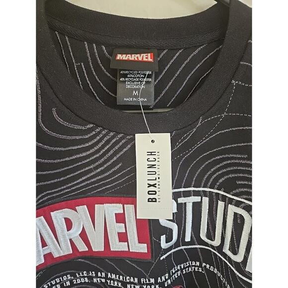 Marvel Studios Logo Topographic Pattern Crewneck- BoxLunch Exclusive Black - Picture 6 of 10